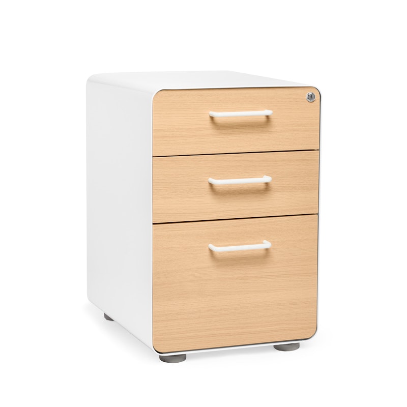 White + Natural Oak Stow 3-Drawer File Cabinet,Natural Oak,hi-res image number 0.0